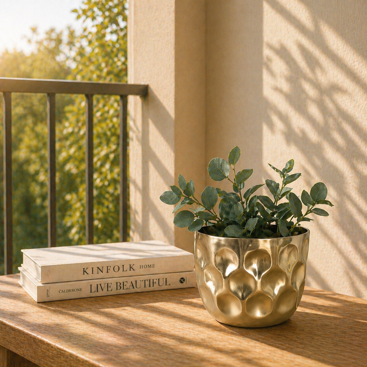 Gold Metal Planter Pot for Indoor Plants