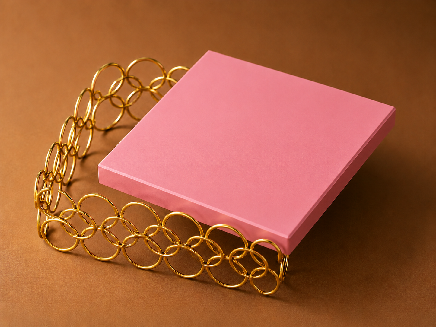 Pink Square Metal Cake Stand with Golden Ring Base – Premium Dessert Display Stand for Cake, Cupcakes, Sweets, Party & Table Decor