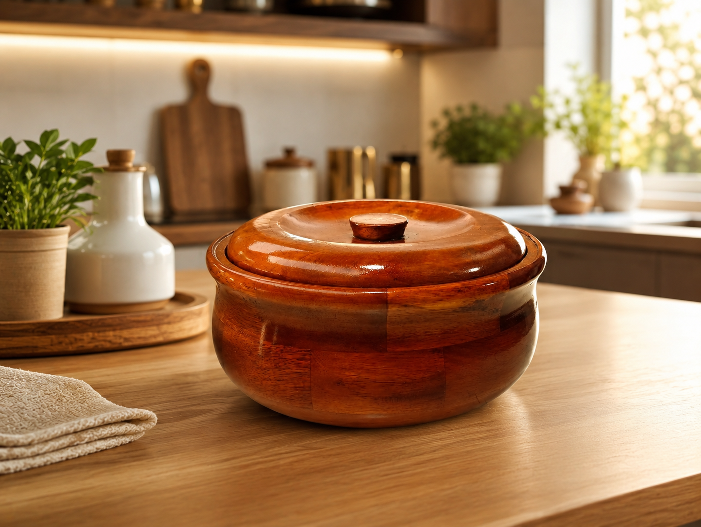 Premium Wooden Roti Box with Lid | Insulated Chapati Storage Box for Kitchen & Dining Table | Traditional Casserole for Roti, Paratha & Puri