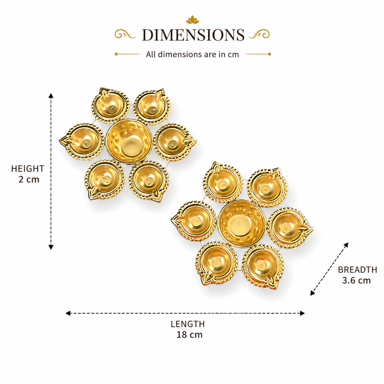 Premium Metal Diya Set for Diwali & Pooja Decoration – Elegant Decorative Metal Diyas with Golden Finish for Mandir, Festive Table Decor, Traditional Oil Lamps & Spiritual Home Decoration