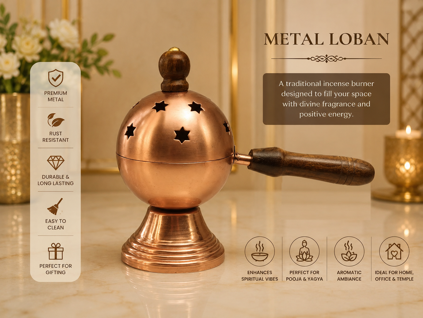 Metal Loban Burner with Star Cut Design
