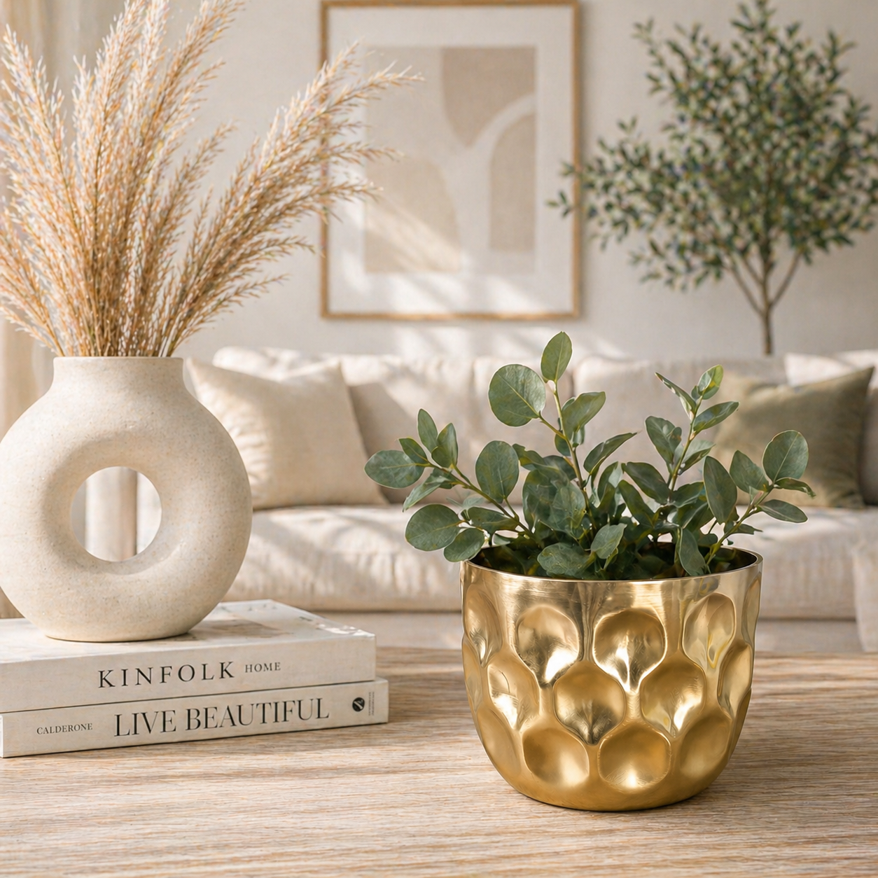 Gold Metal Planter Pot for Indoor Plants