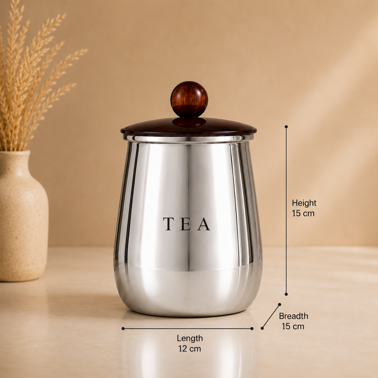Premium Multi-Finish Metal Tea Coffee Sugar Container Set of 3 with Decorative Knob Lids