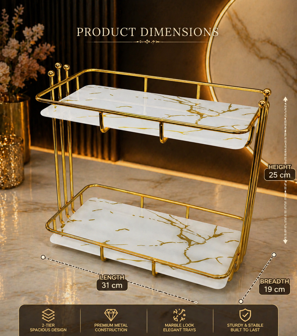 2 Tier Corner Shelf Organizer