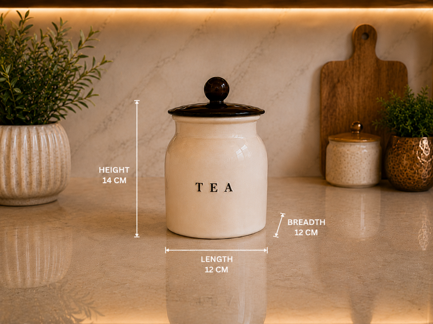 White Metal Tea Sugar Container Set with Black Lids – Premium Kitchen Storage Canisters for Countertop, Pantry & Tea Station