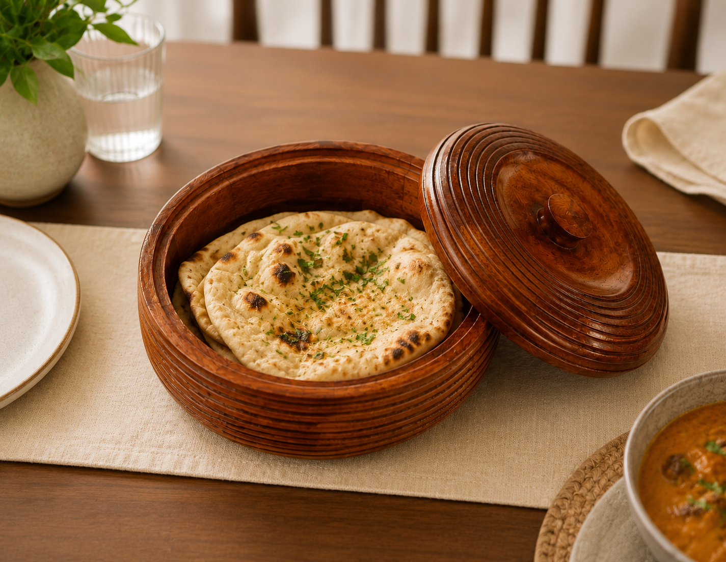 Premium Copper Brown Roti Box with Lid – Round Chapati Storage Container for Kitchen & Dining Table