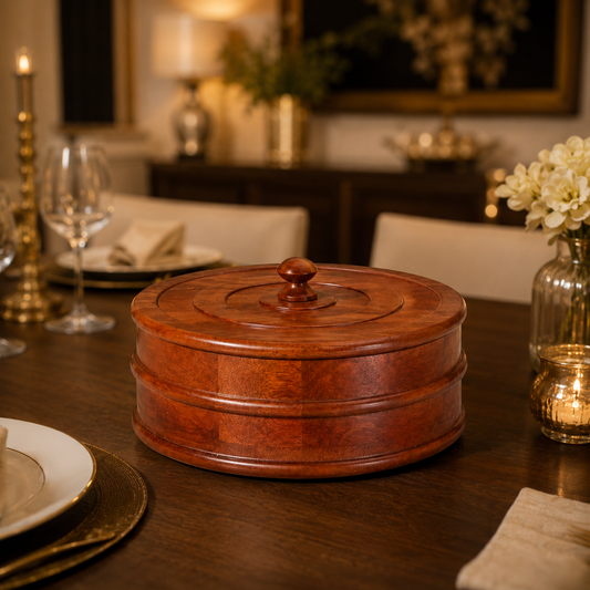 Premium Wooden Roti Box with Lid for Chapati, Paratha and Bread Storage