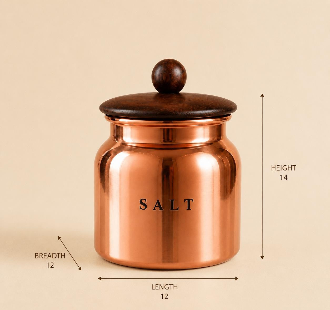 Metal Salt Canister with Wooden-Style Lid – Premium Kitchen Storage Container for Countertop, Pantry, Spices & Dry Food