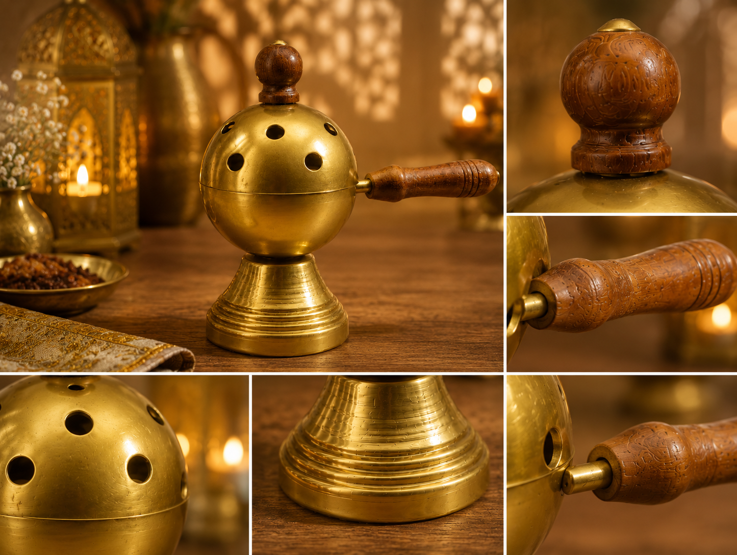 Metal Loban Burner with Wooden Handle