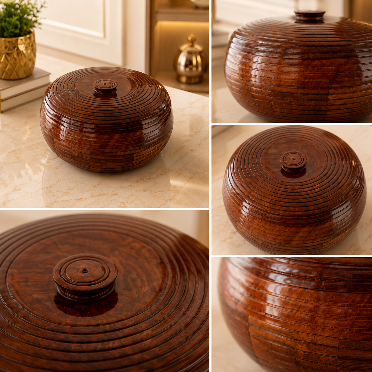 Premium Round Roti Box with Lid – Brown Chapati Storage Container for Kitchen and Dining Table