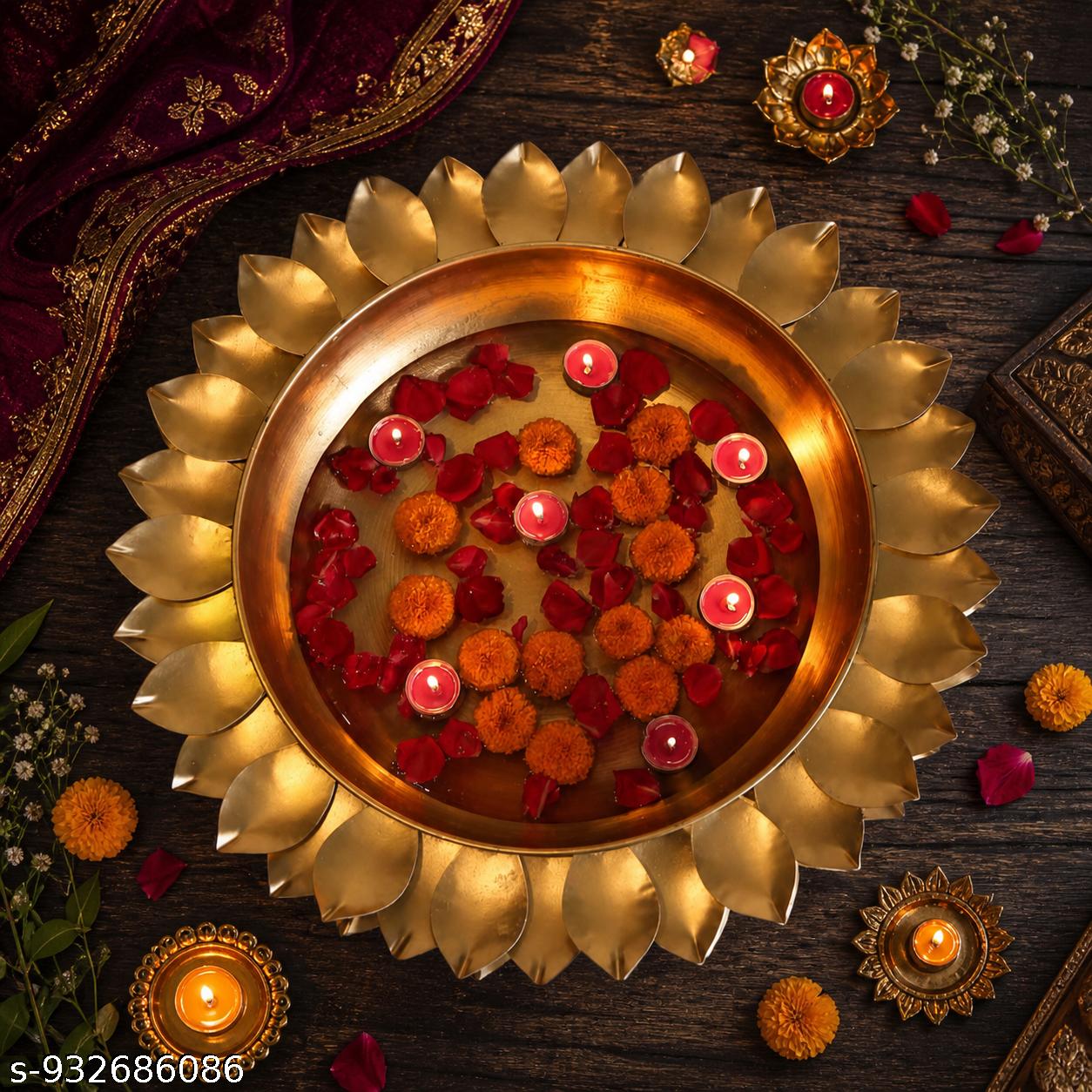 Lotus Metal Urli Bowl for Diwali Decoration | Premium Decorative Floating Flower Bowl for Pooja Room, Wedding Centerpiece, Temple & Festive Home Decor