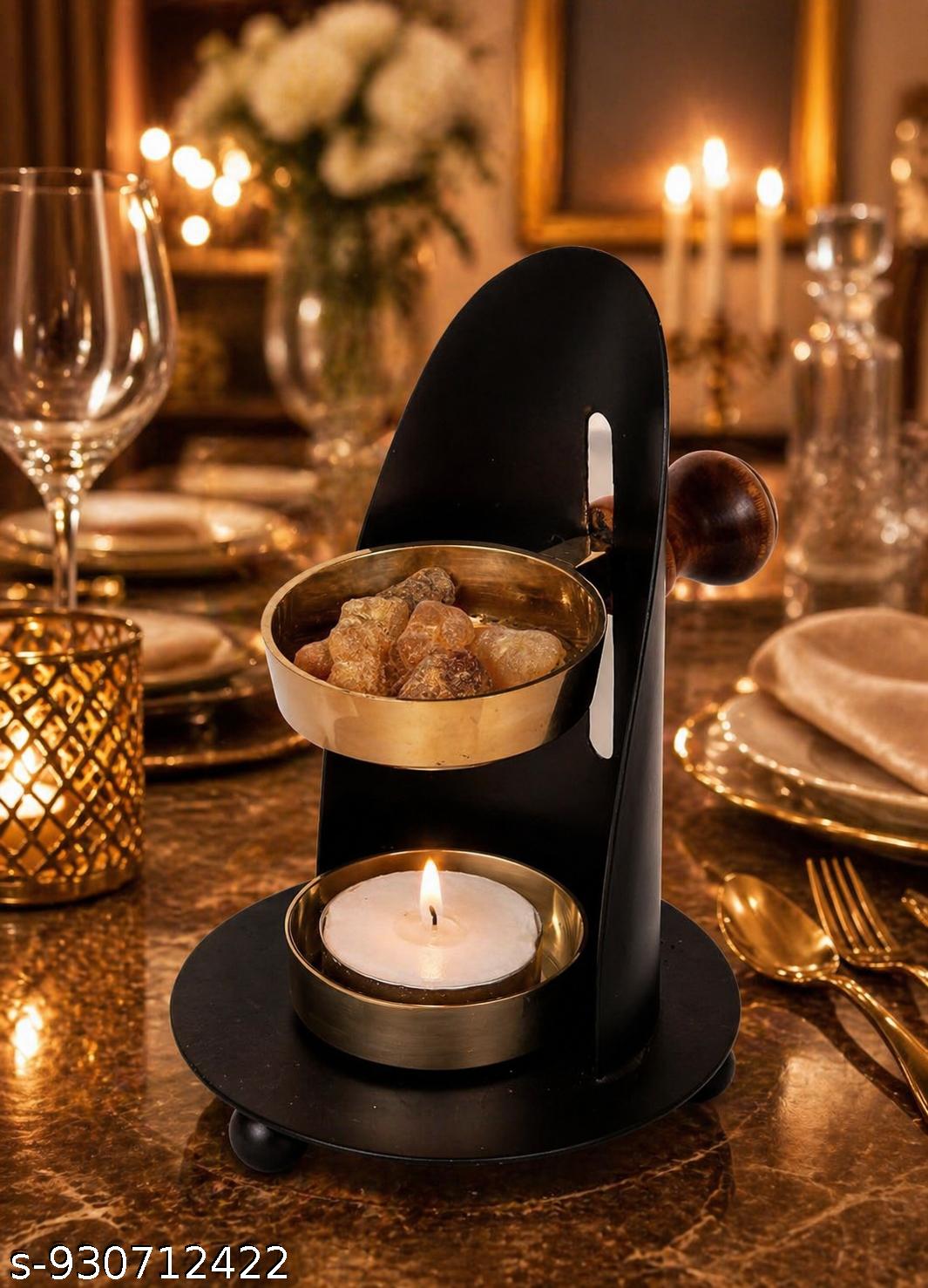 Premium Metal Tealight Holder with Bowl | Elegant Candle Burner for Home Fragrance, Meditation, Pooja Room & Festive Decoration | Modern Decorative Tabletop Accent for Living Room & Diwali Decor