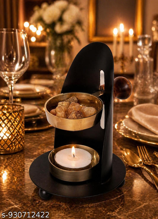 Premium Metal Tealight Holder with Bowl | Elegant Candle Burner for Home Fragrance, Meditation, Pooja Room & Festive Decoration | Modern Decorative Tabletop Accent for Living Room & Diwali Decor