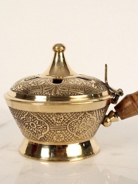 De Casa Decor Brass Dhuna Loban Burner Dhooni Dhoop Dani Dhuni Bakhoor Holder | Loban Burner | Incense Holder, Brass