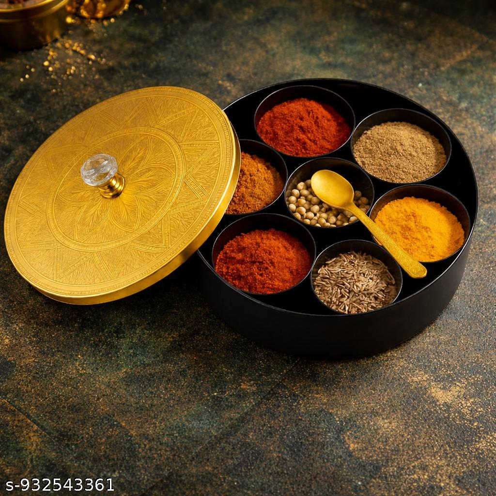 Masala Box with Lid and Spoon